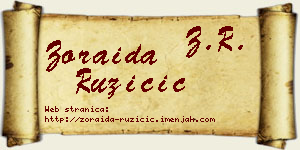 Zoraida Ružičić vizit kartica